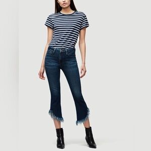 Frame Le Crop Mini Boot Cut Shredded Raw Hem Jeans Bayberry